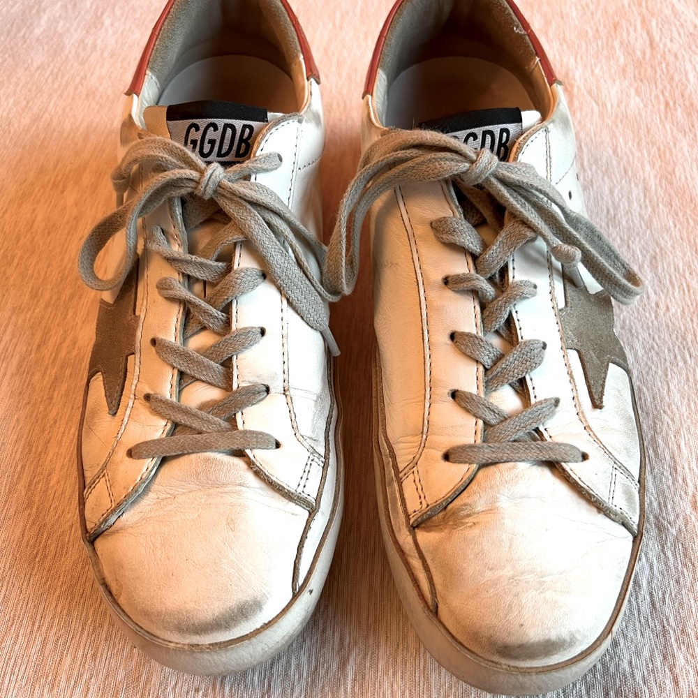 Golden Goose Superstar Sneakers white Leather with Orange Ankle Tab EU Sz 40